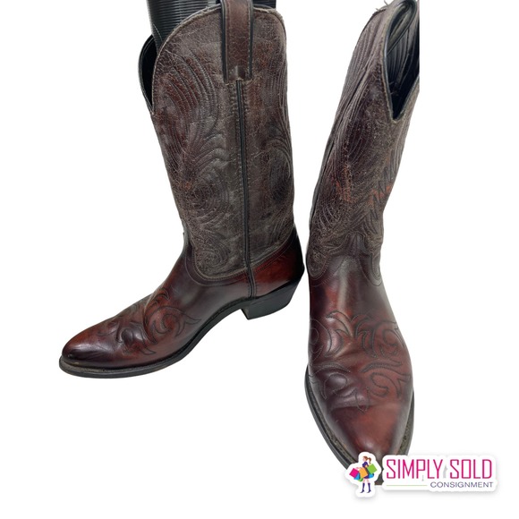 Laredo Men's Western Cowboy Boots Shoes Brown Leather Closed-Toe Sz 10.5 - Picture 2 of 12